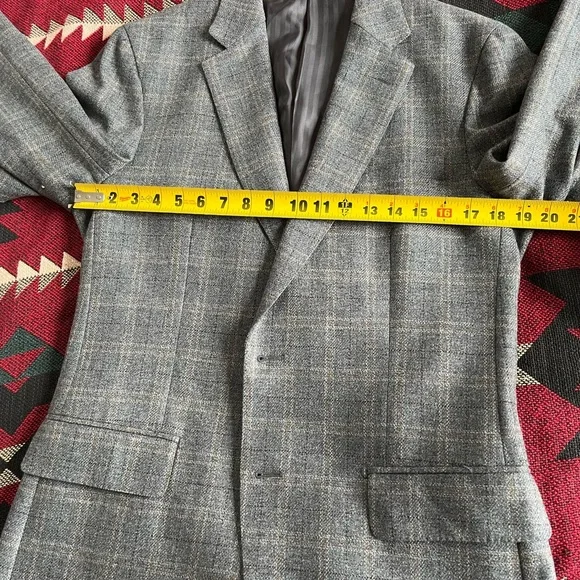 Baroni Menswear Wool 2 Button Gray Checkered Men's Blazer - Picture 14 of 16